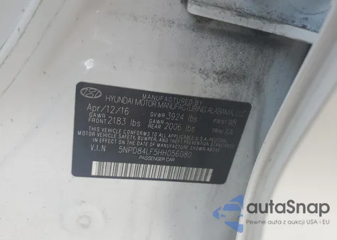 2017 Hyundai Elantra Se z USA, uszkodzony, nr VIN 5NPD84LF5HH056080